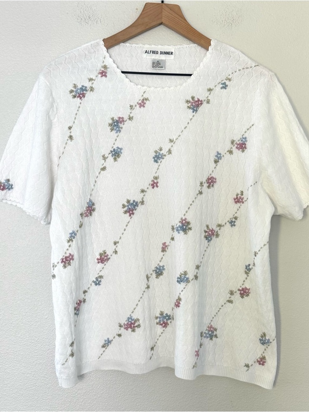 Vintage 90s Alfred Dunner Sweater XL Knit Floral Embroidered Cottagecore Granny